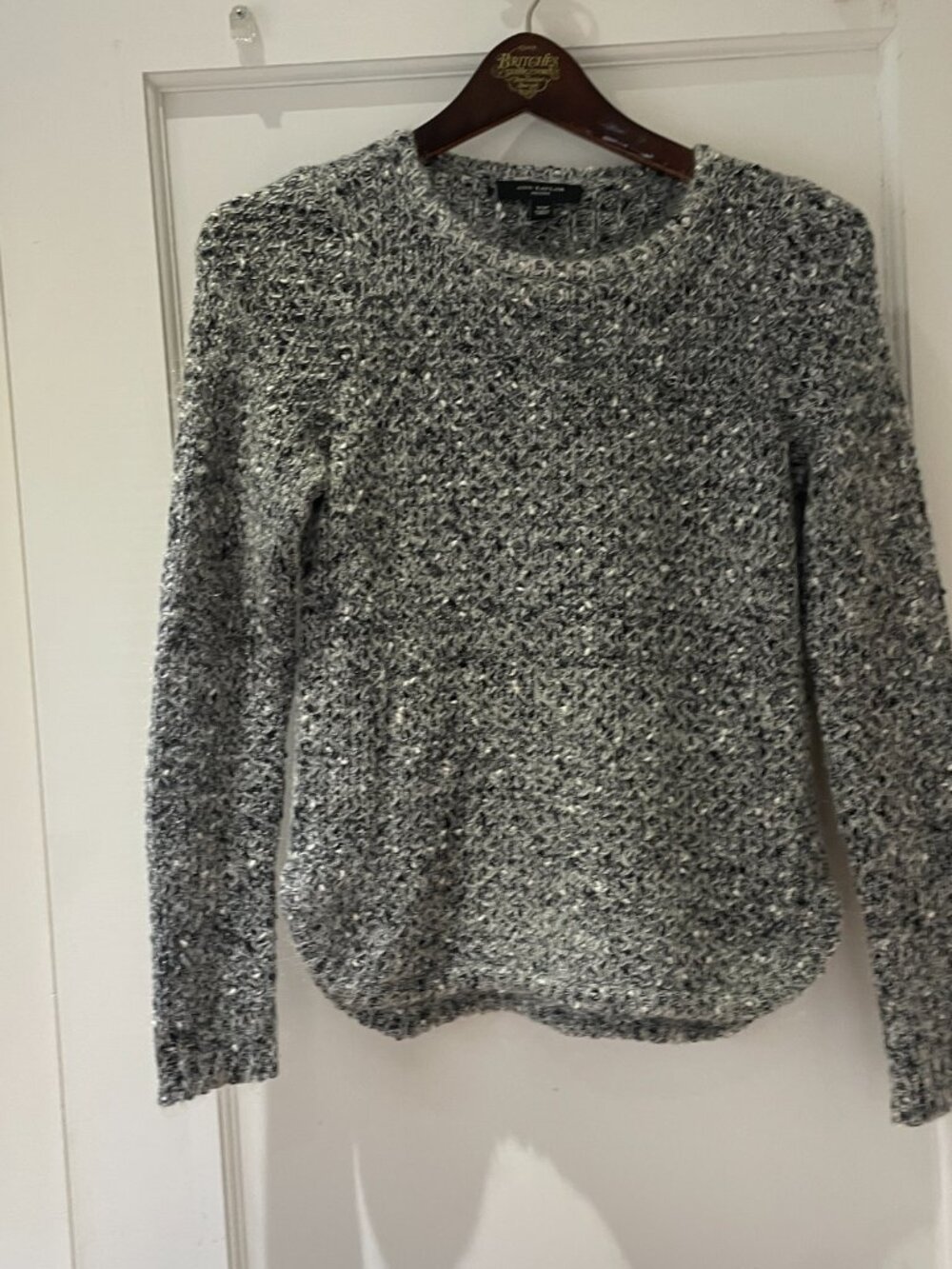 Ann Taylor Black & Gray Fuzzy Sweater Size XS Petite - Picture 2 of 9